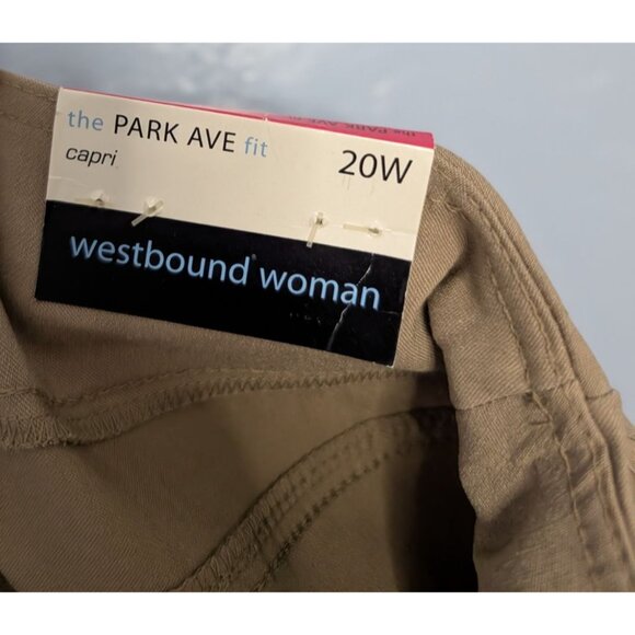 2 Westbound Woman The Park Ave Fit Capri Pants 20W Khaki Tummy Control polka dot - Picture 6 of 16